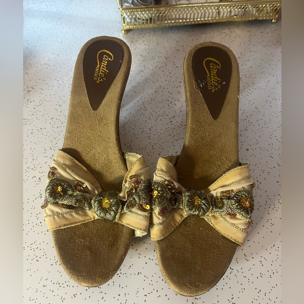 Vintage Candie's Embellished Slide sandals 80’s style